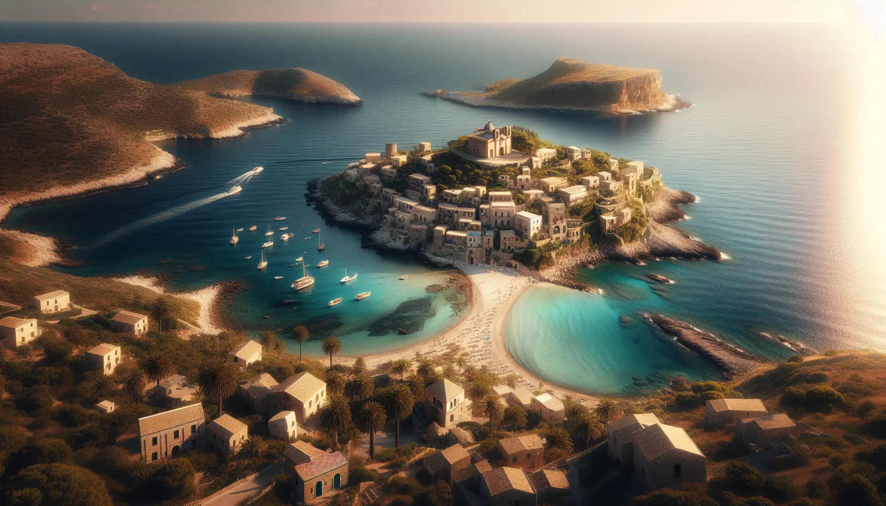 Vista panoramica di Ventotene con il mare cristallino e le spiagge incontaminate