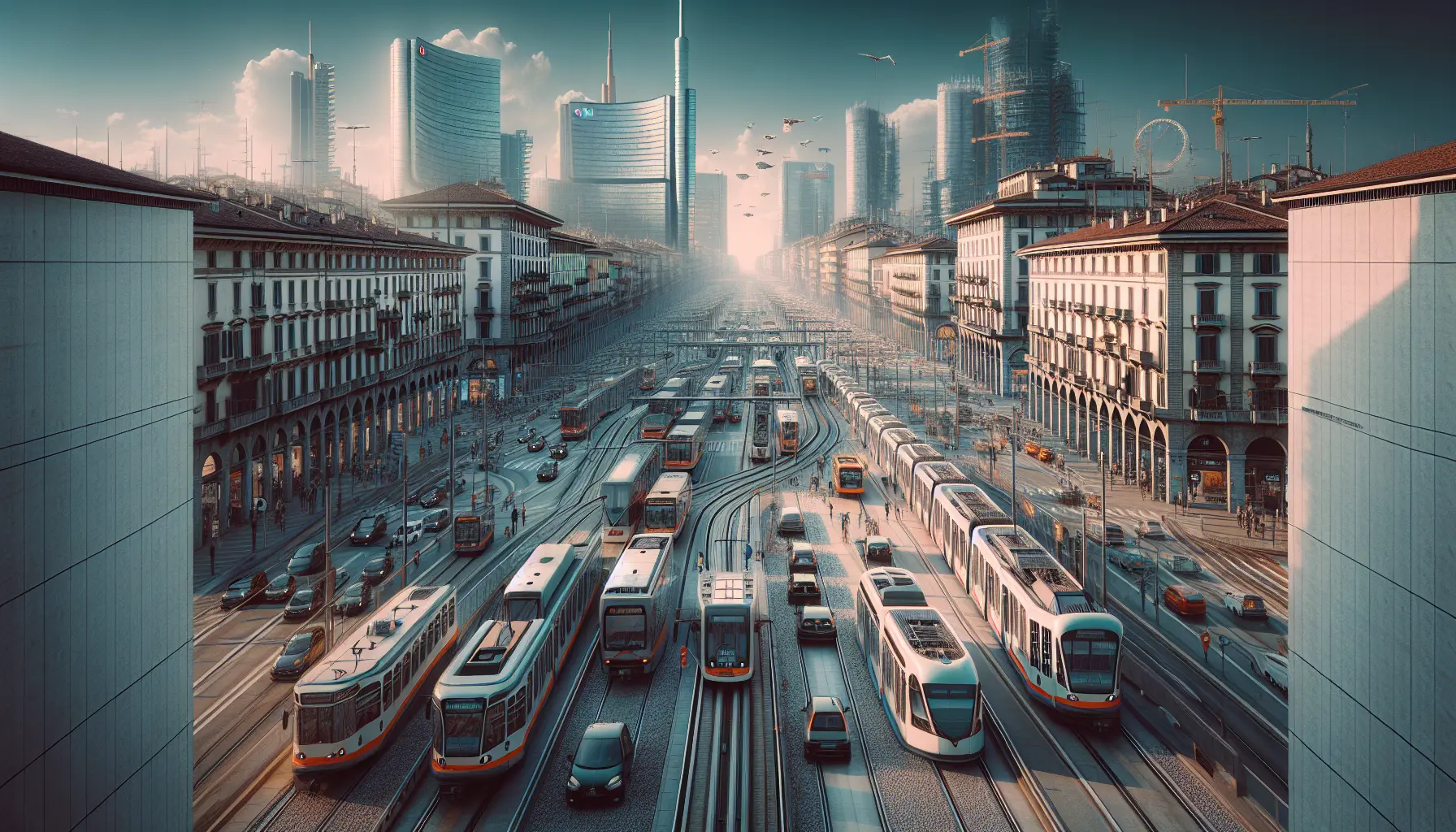 Panorama del sistema di trasporto pubblico di Milano, inclusi tram e metropolitane.