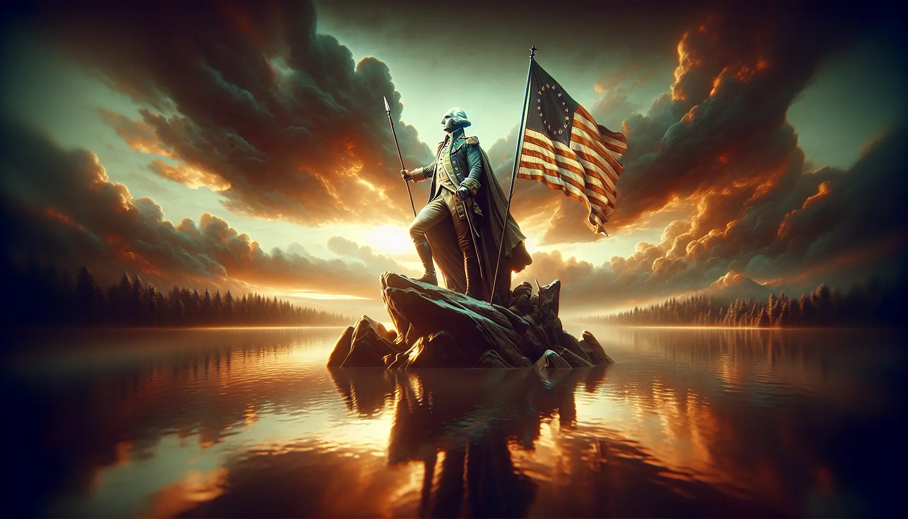 Ritratto di George Washington, simbolo della leadership e della determinazione nella storia americana.