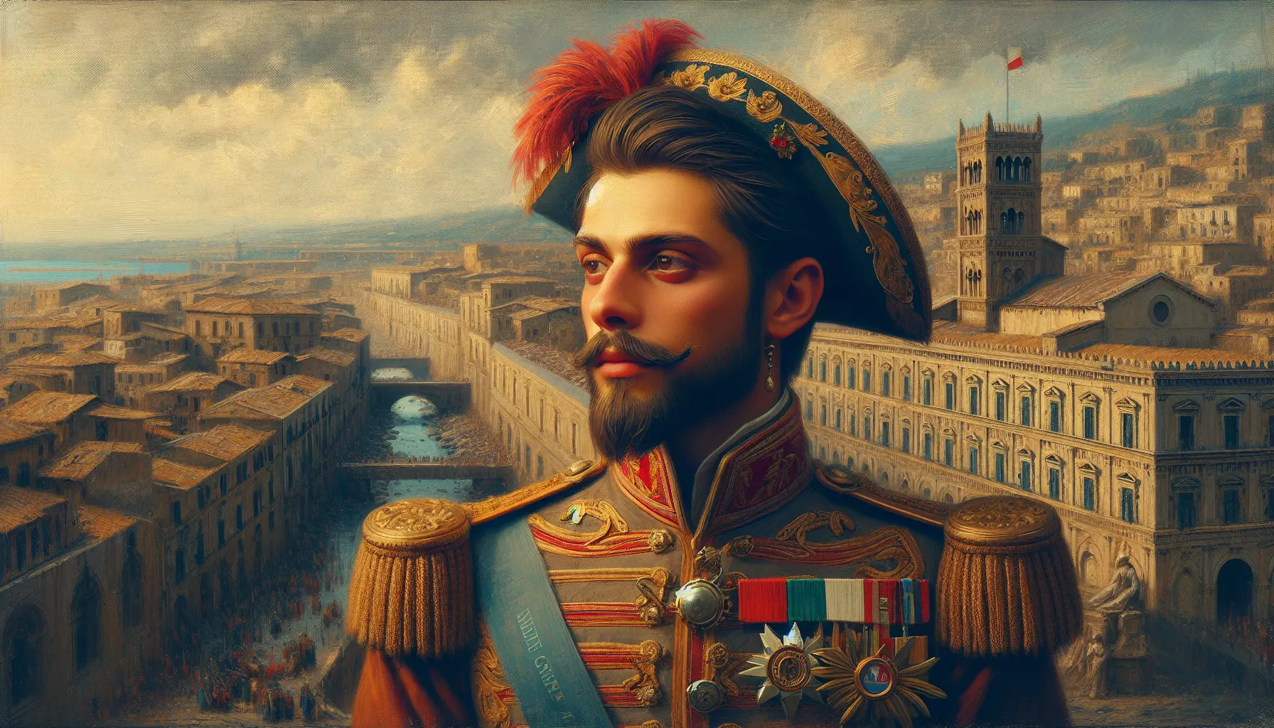 Ritratto di Gioacchino Murat, un generale francese e re di Napoli, in un contesto storico ricco di cambiamenti e conflitti.