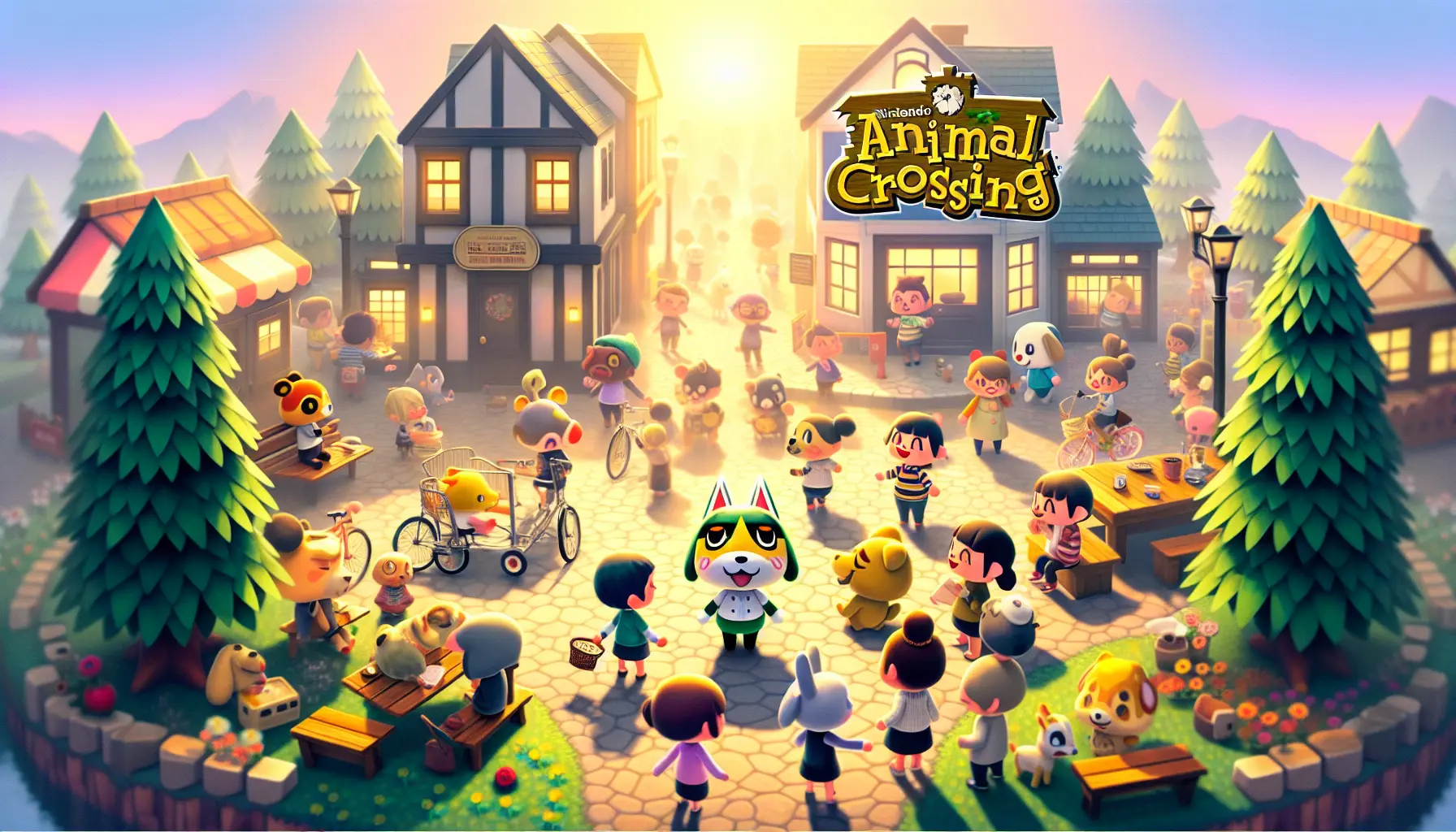 Giocatori di Animal Crossing che interagiscono e personalizzano le loro isole in un ambiente virtuale colorato e accogliente.