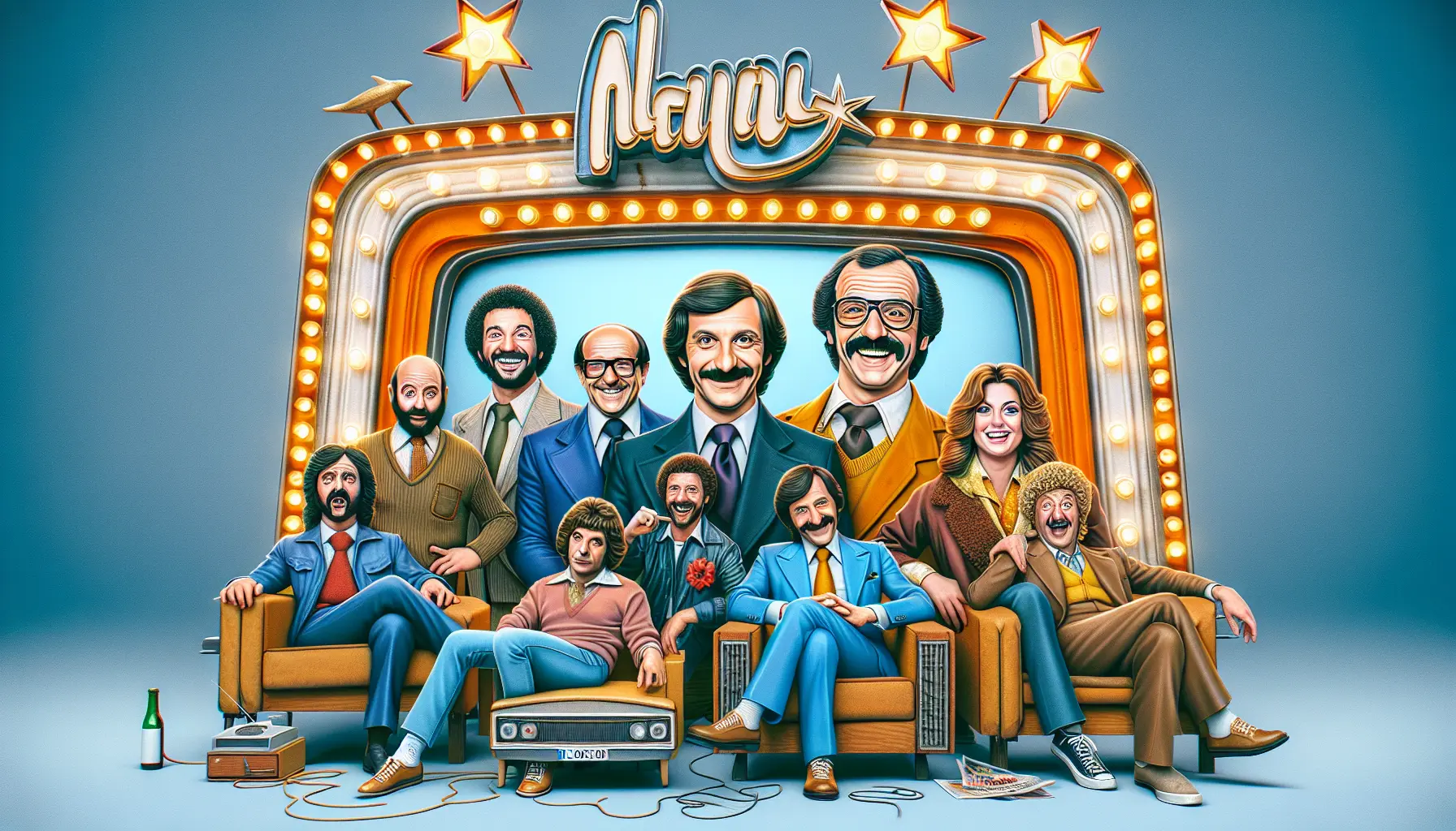 Un'immagine rappresentativa del Gialappashow con i conduttori in azione durante una puntata.