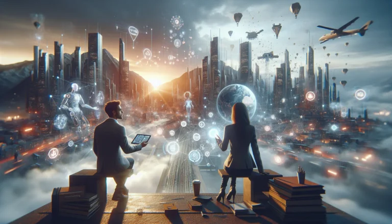 Due persone che si connettono attraverso uno smartphone, simboleggiando l'interazione tra tecnologia e relazioni umane.