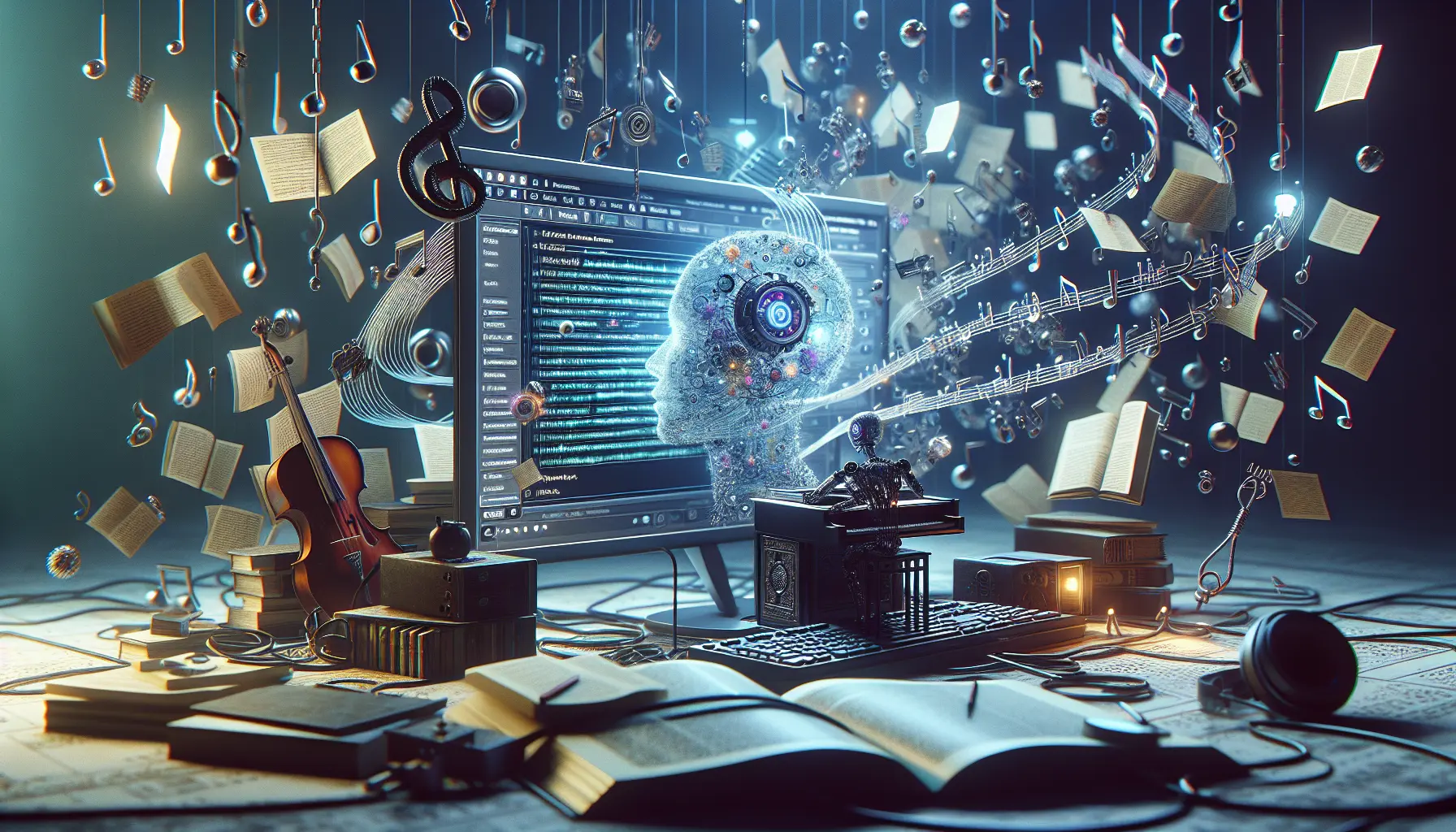 Un'opera d'arte generata da intelligenza artificiale che rappresenta un paesaggio surreale.