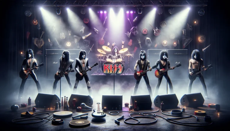 Spettacolo dal vivo della KISS Band con effetti pirotecnici e membri in costume