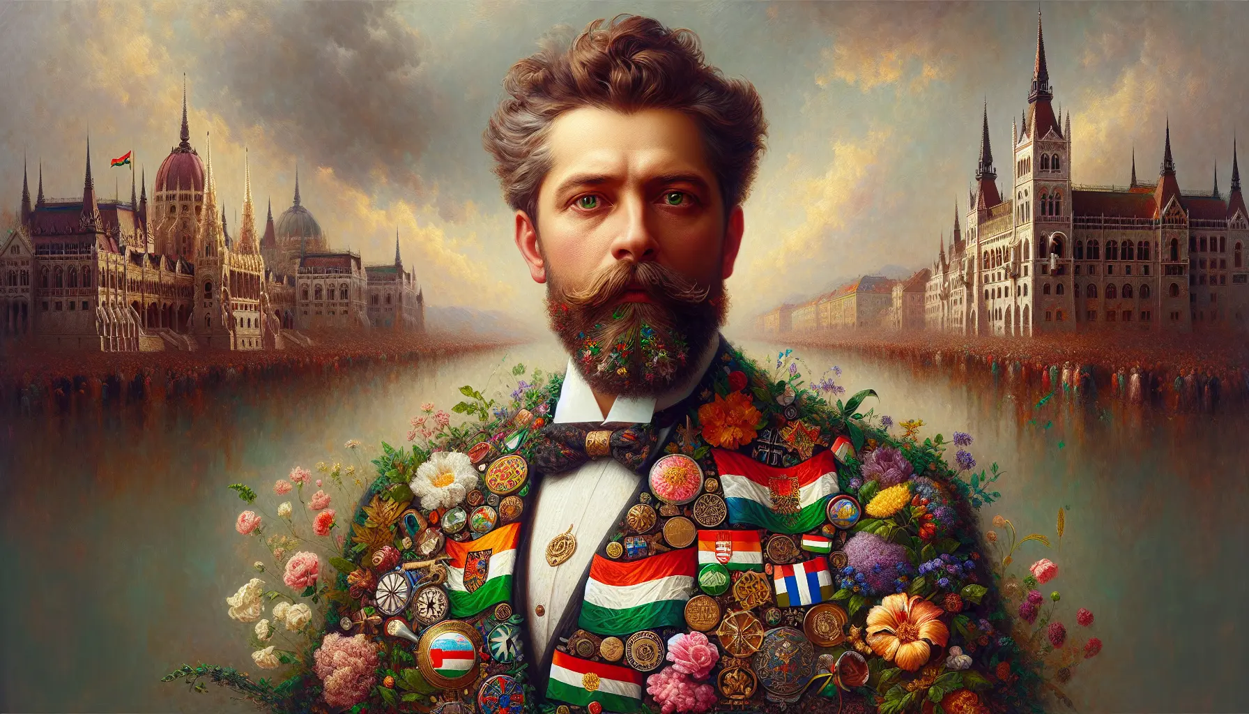 Mappa storica dell'Impero Austro-Ungarico con simboli delle diverse culture