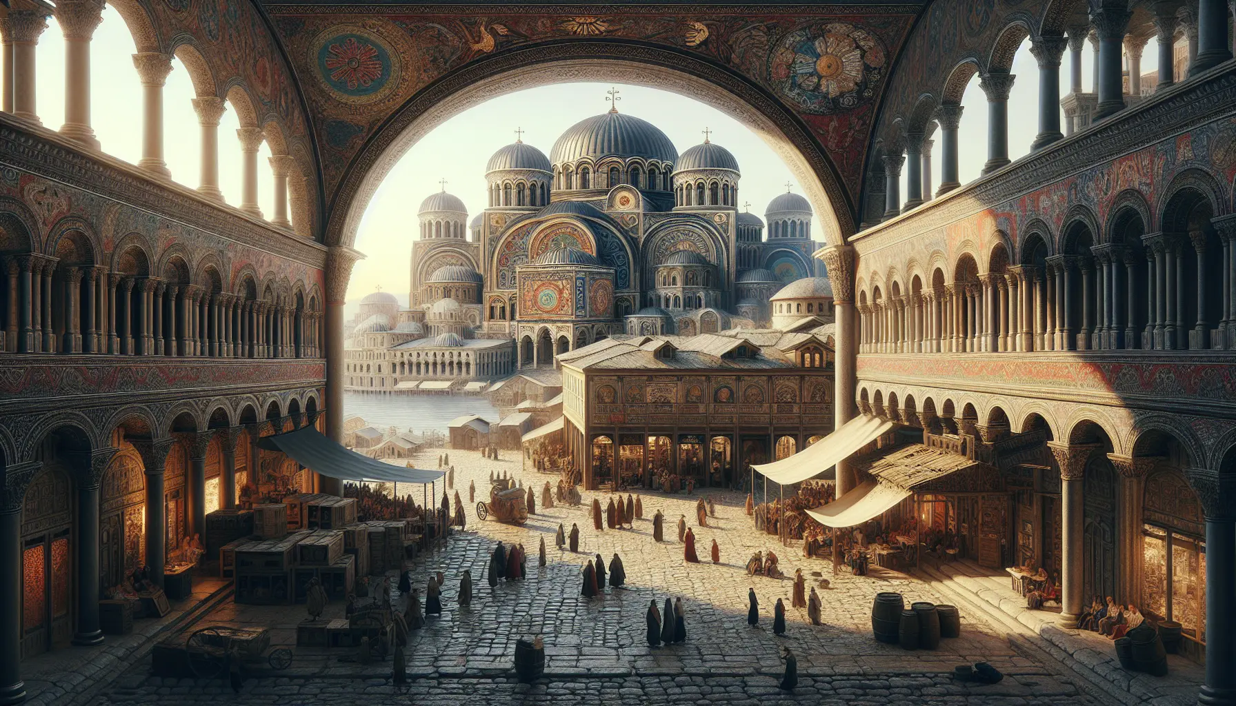 Una vista della Hagia Sophia, simbolo dell'architettura bizantina e della cultura di Costantinopoli.
