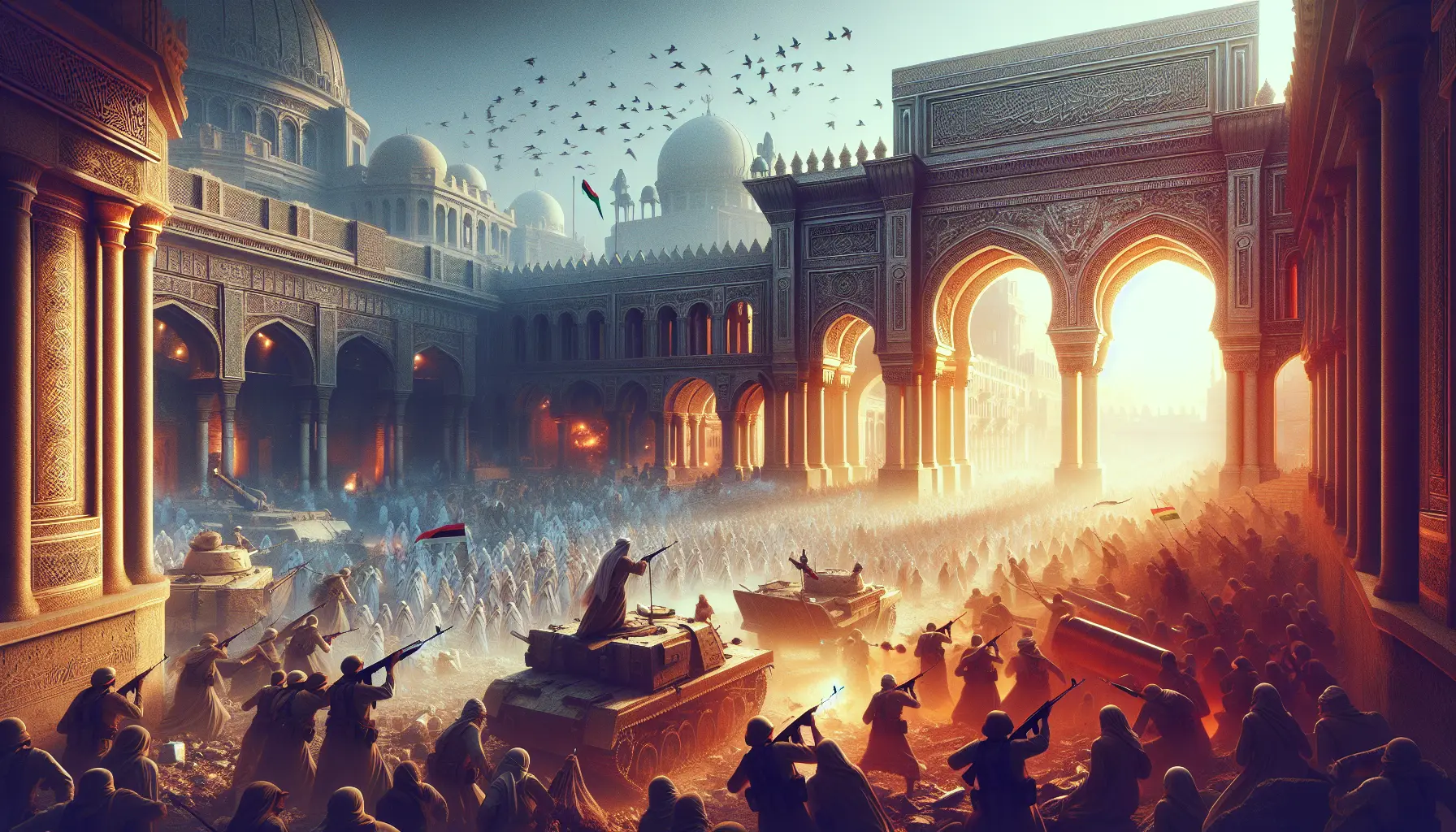 Un'immagine evocativa che rappresenta il conflitto e la ricerca di pace nel Medio Oriente.