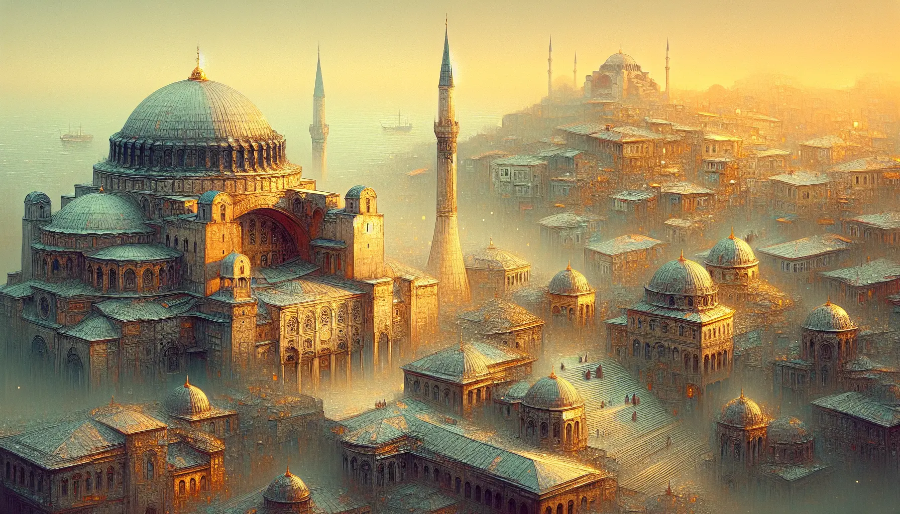 Vista panoramica della Basilica di Santa Sofia a Istanbul, simbolo della grandezza di Bisanzio