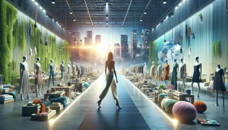 Abiti realizzati con materiali innovativi e sostenibili, simbolo di moda etica e responsabile.