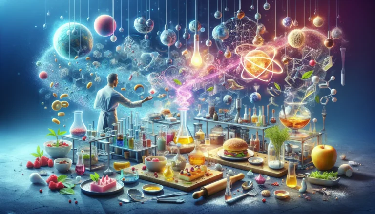 Un piatto di cucina molecolare con sfere di succo di frutta e schiuma di limone