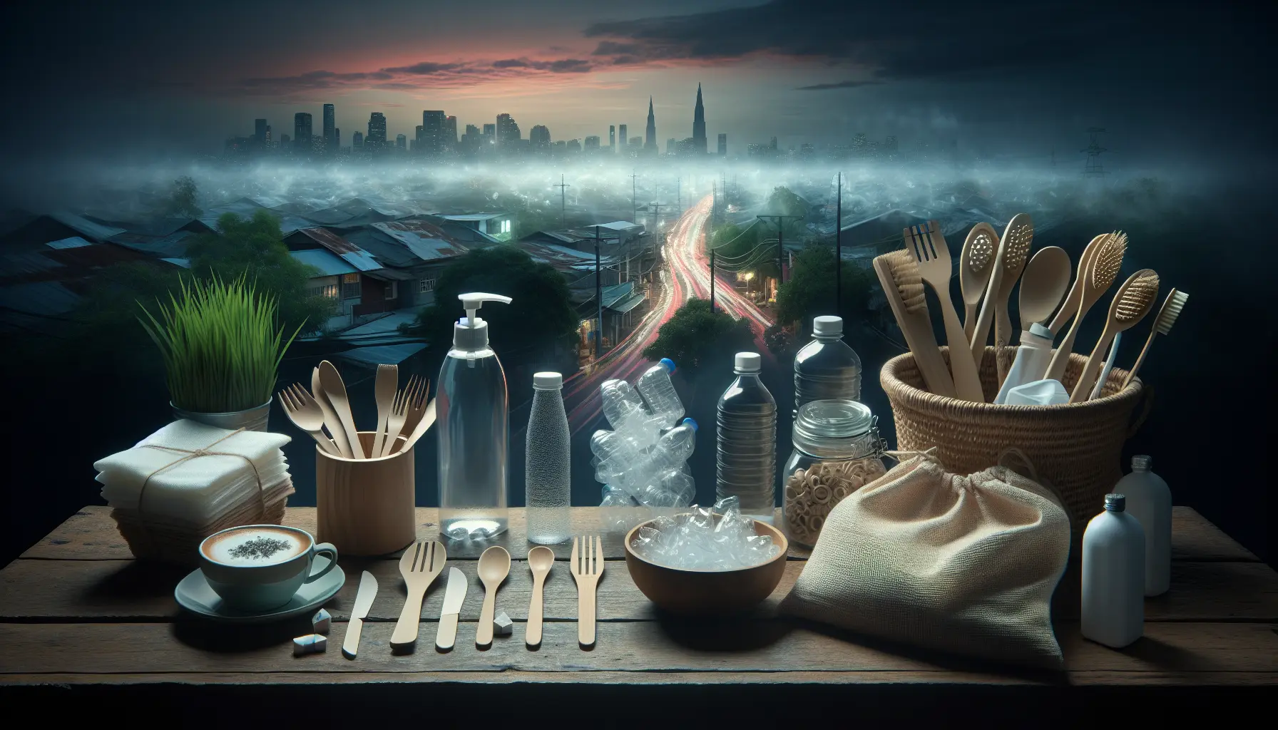 Immagine che rappresenta alternative alla plastica, come contenitori biodegradabili e prodotti riutilizzabili.