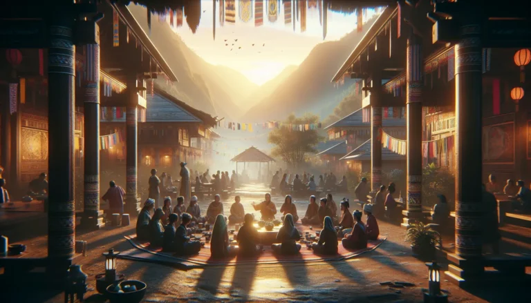 Un gruppo di persone di diverse etnie che discutono e condividono storie nella loro lingua madre, rappresentando la diversità culturale e linguistica.