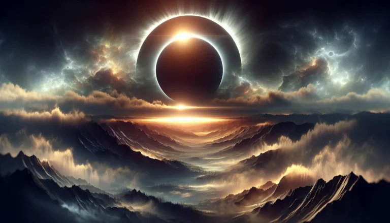 Un'eclissi solare che oscura parzialmente il sole, creando un'atmosfera di meraviglia e contemplazione.