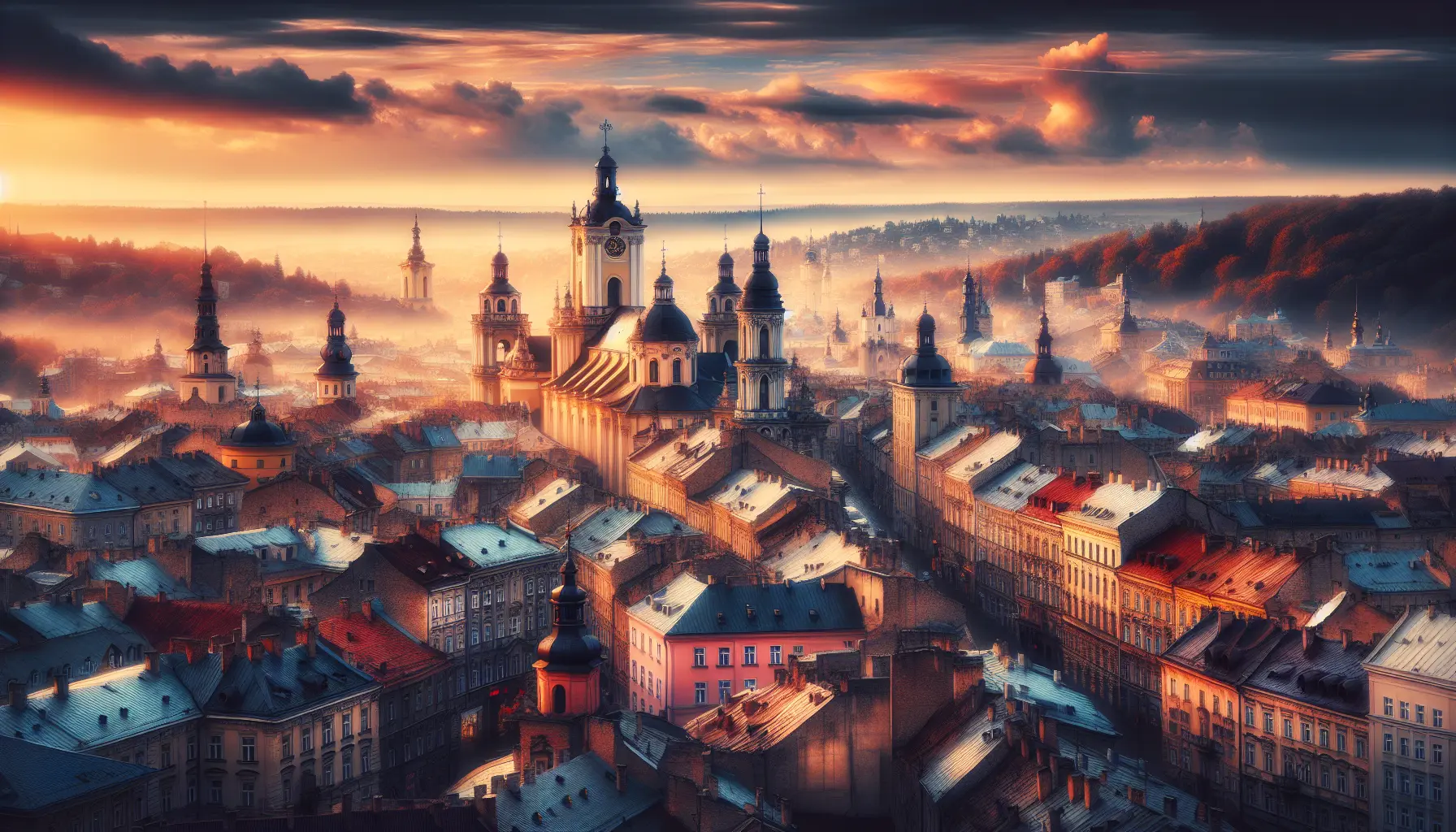 Vista panoramica della piazza del mercato di Leopoli, con architettura storica e vita cittadina vibrante.