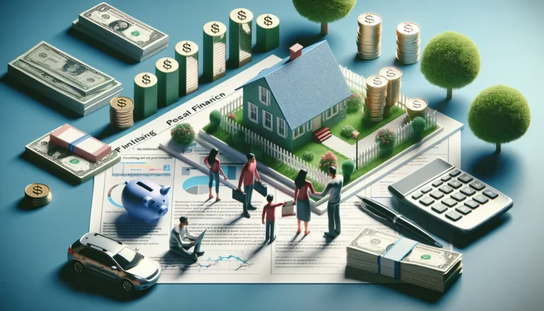 Grafico che mostra l'andamento dell'inflazione nel tempo con una famiglia che discute le finanze.