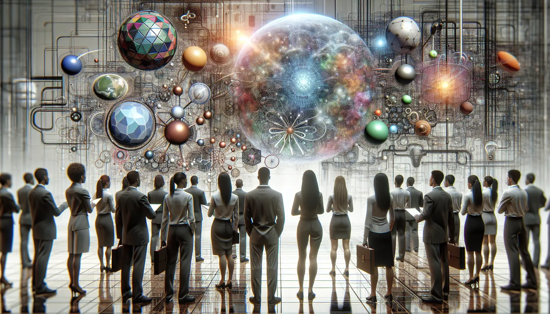 Concetto di quantum computing con circuiti e qubit in un ambiente futuristico