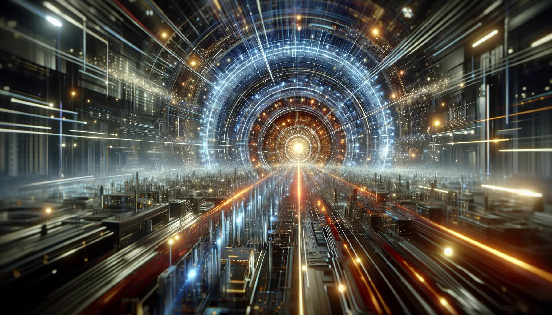 Rappresentazione artistica di un computer quantistico con circuiti e qubit