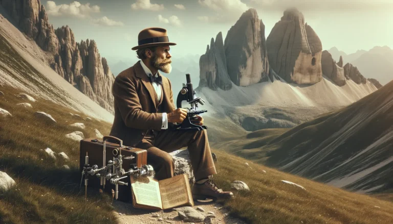 Ritratto di Quintino Sella in montagna, simbolo di esplorazione e conoscenza.