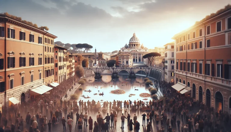 Immagine della sinagoga di Roma con un'atmosfera di riflessione e unità