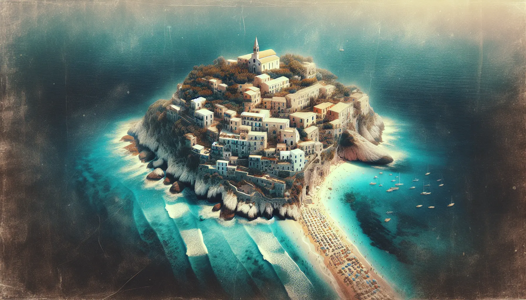 Vista panoramica di Ponza con acque cristalline e spiagge incantevoli