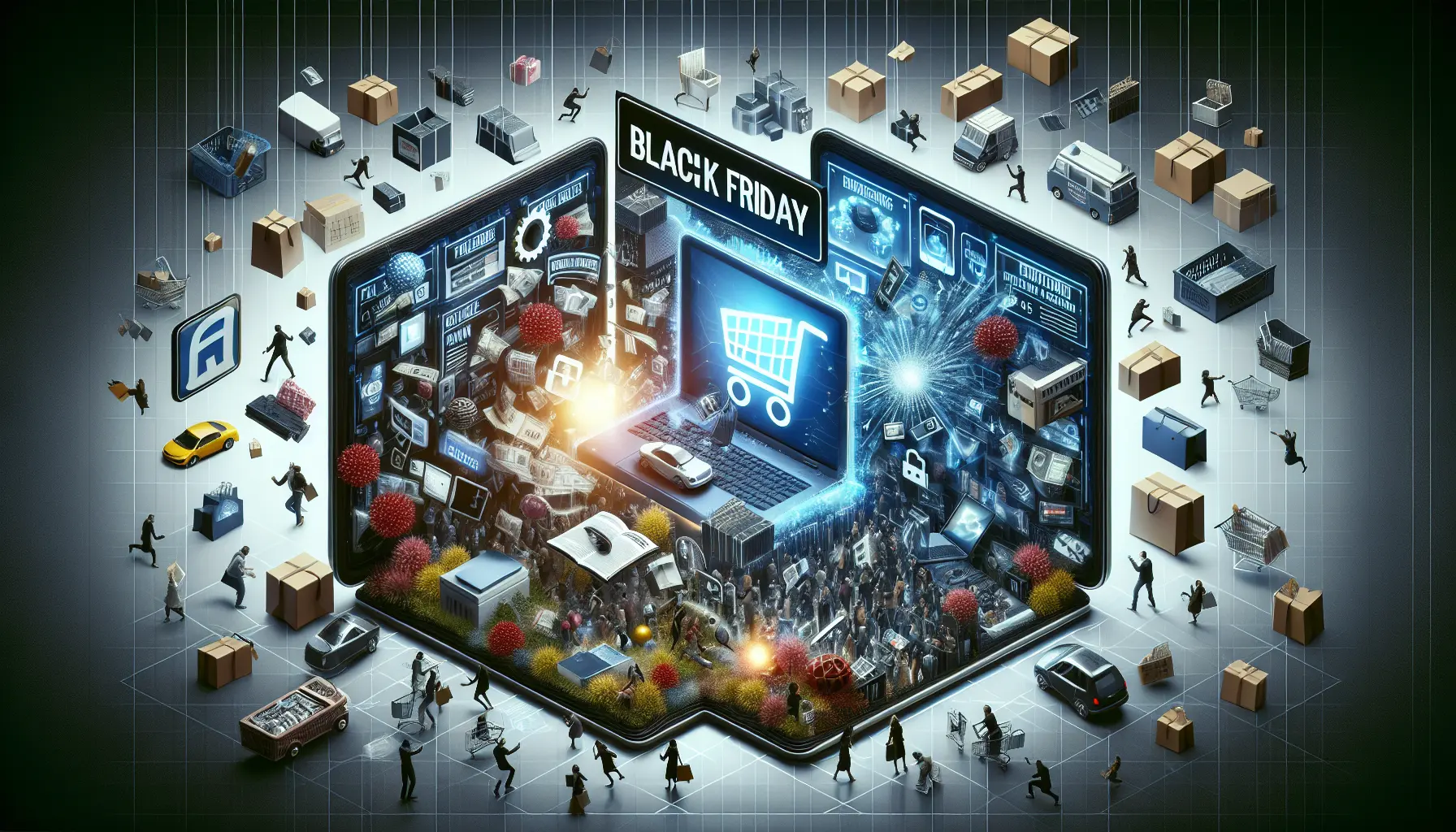 Un carrello della spesa pieno di prodotti in offerta durante il Black Friday