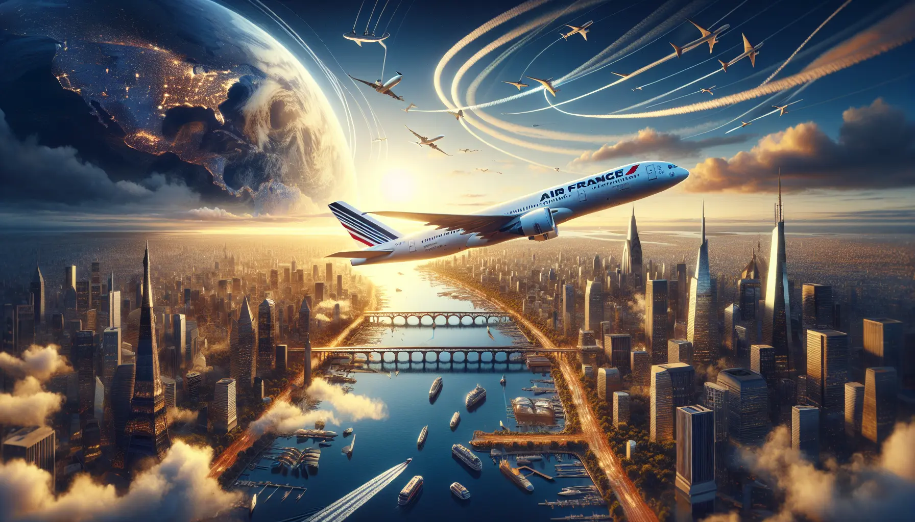 Aereo di Air France in volo sopra le nuvole con il logo della compagnia visibile