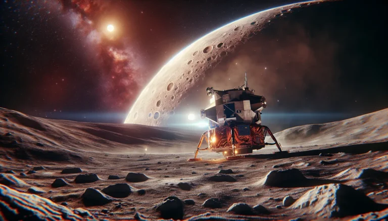 Astronauti di Apollo 12 sulla superficie lunare mentre raccolgono campioni di suolo