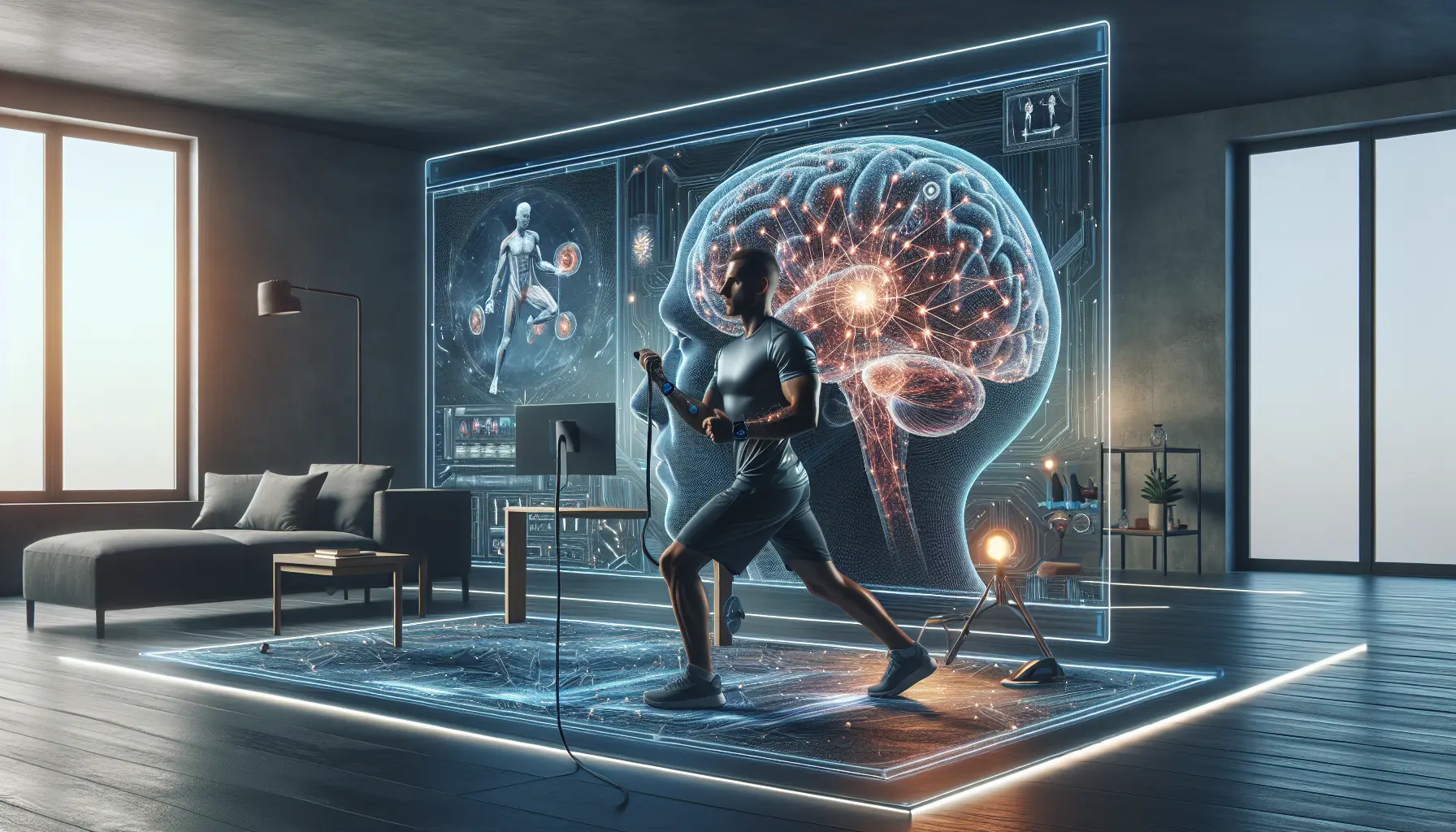 Un atleta che pratica tecniche di biohacking, come meditazione e alimentazione consapevole, in un ambiente naturale.