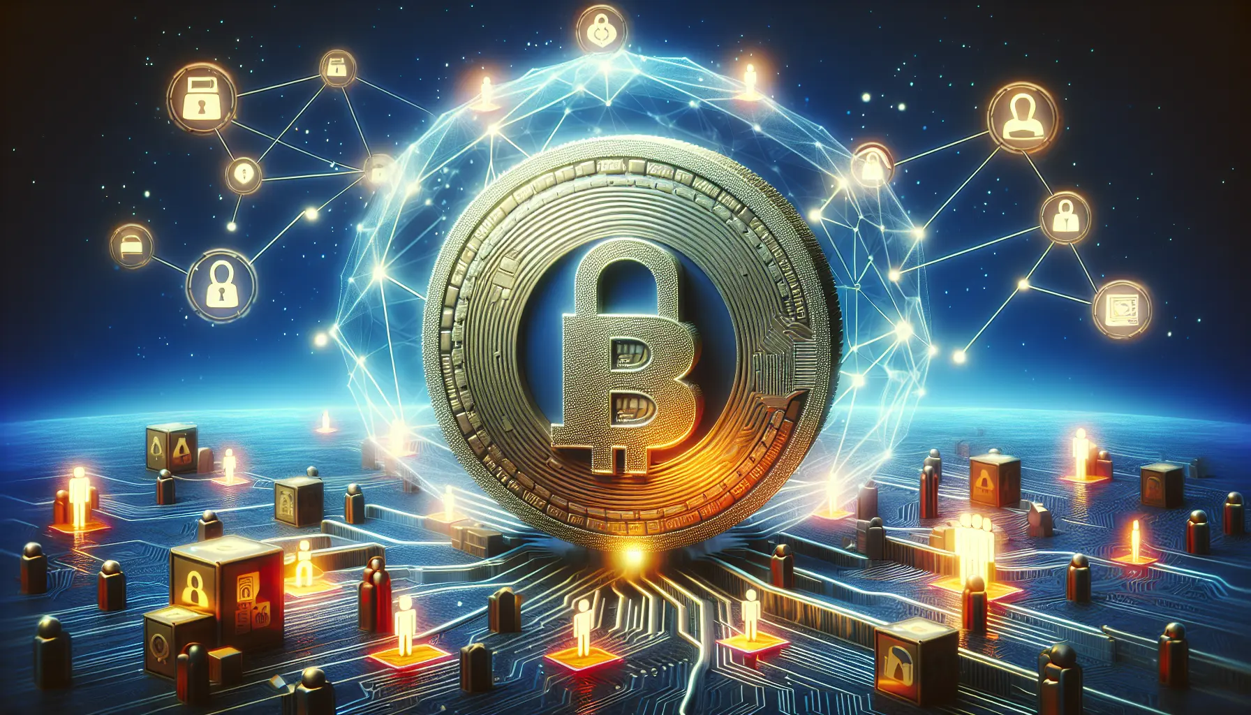 Rappresentazione visiva della tecnologia blockchain e della protezione della privacy online per i minori.