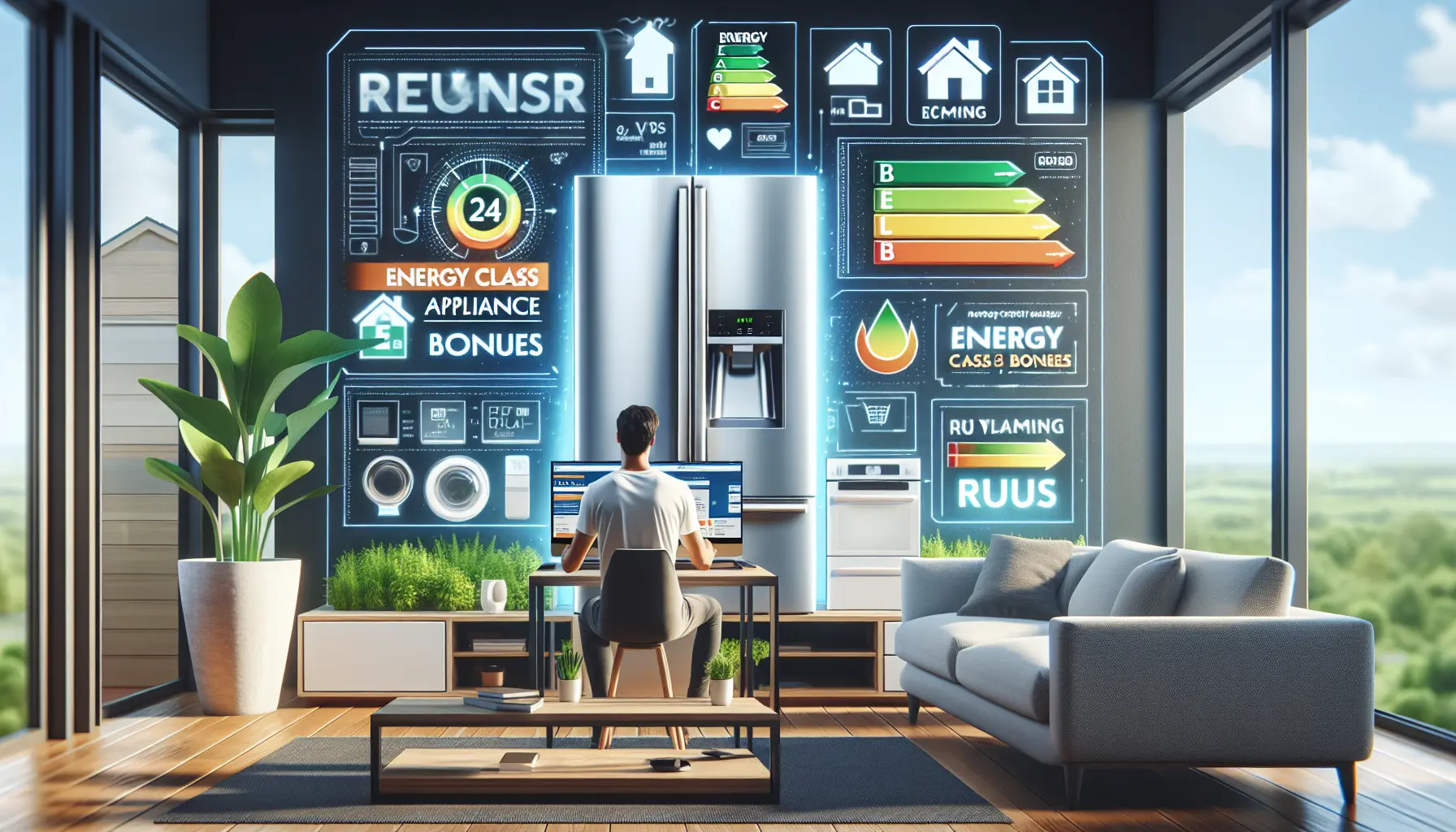 Elettrodomestici di classe energetica elevata in un ambiente domestico moderno.