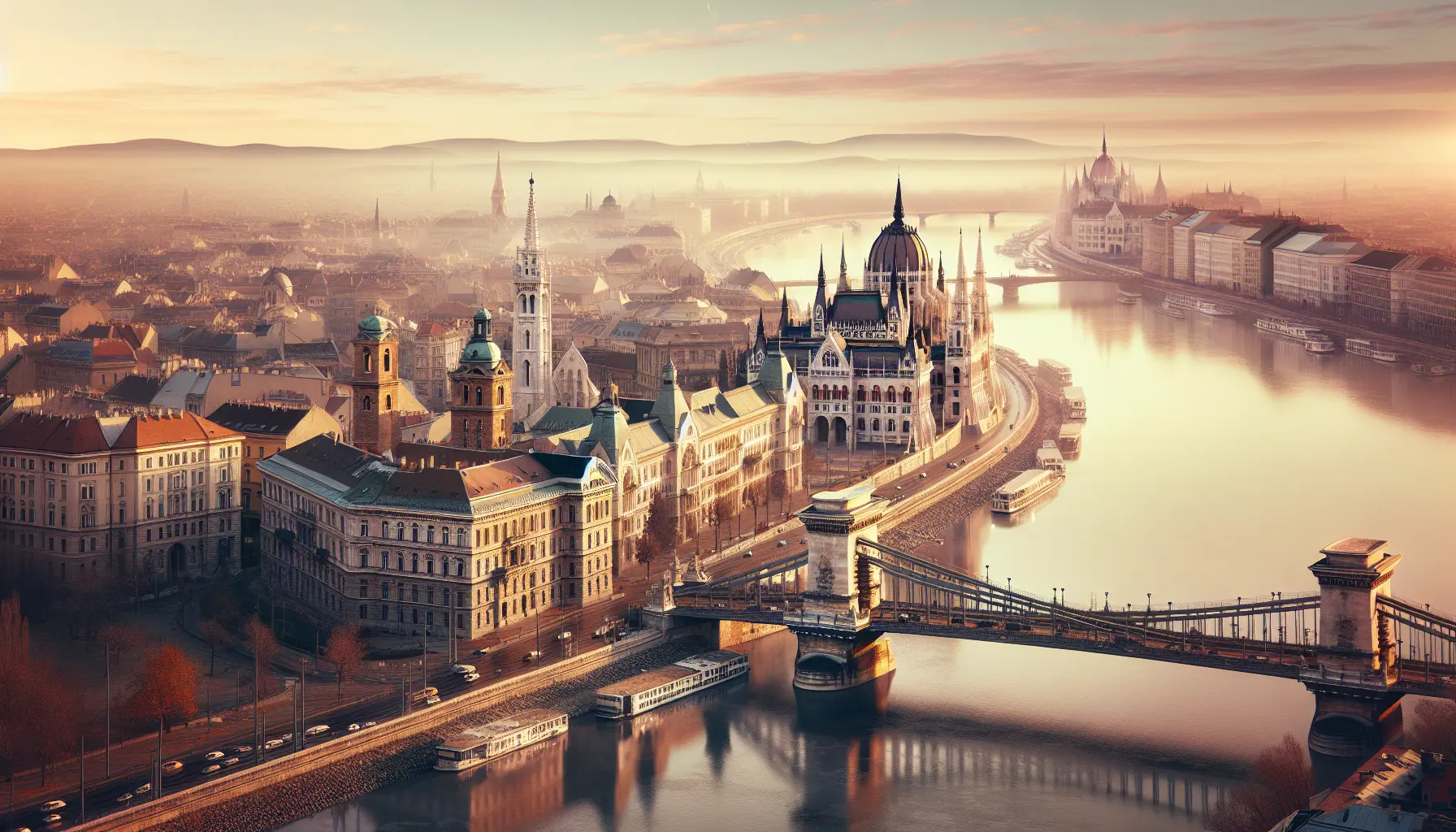 Vista panoramica di Budapest con il Danubio e il Castello di Buda sullo sfondo