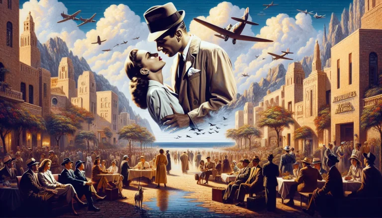 Scena iconica del film Casablanca con Humphrey Bogart e Ingrid Bergman