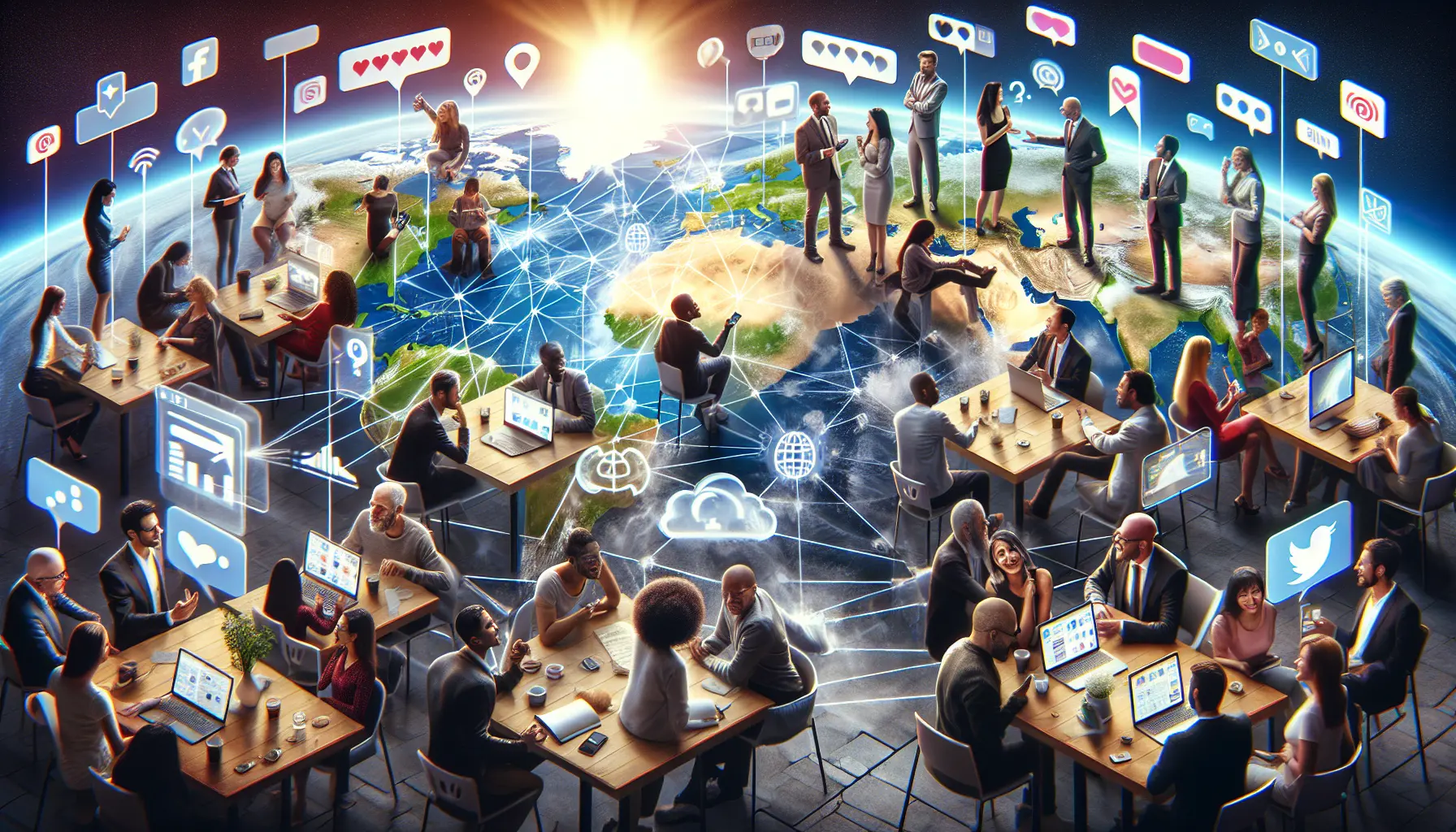 Persone che interagiscono in una comunità virtuale online