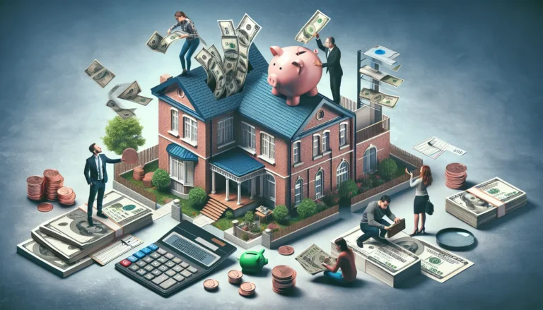 Una rappresentazione visiva del crowdfunding immobiliare, con persone che collaborano per investire in progetti immobiliari.