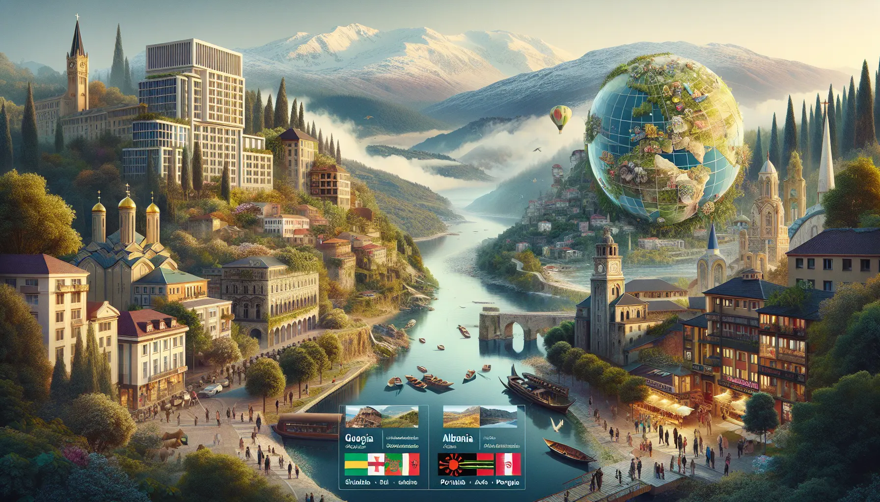 Panorama di una destinazione emergente con elementi culturali e naturali