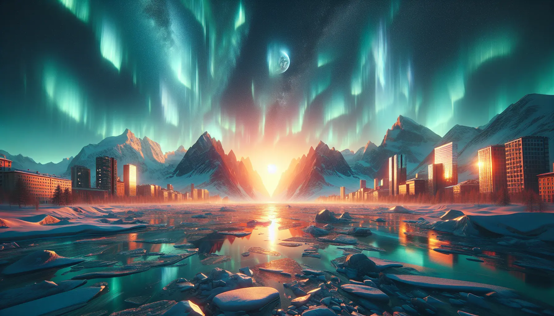 Un'immagine di un'aurora boreale che illumina il cielo notturno, evidenziando il fenomeno naturale e il suo impatto sull'ambiente.