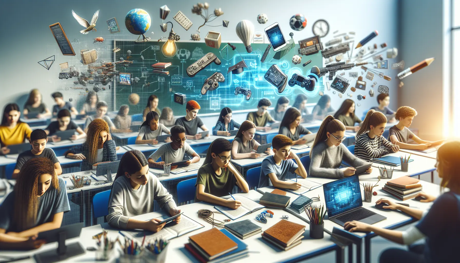 Un insegnante utilizza strumenti di gamification in aula per coinvolgere gli studenti in modo interattivo.