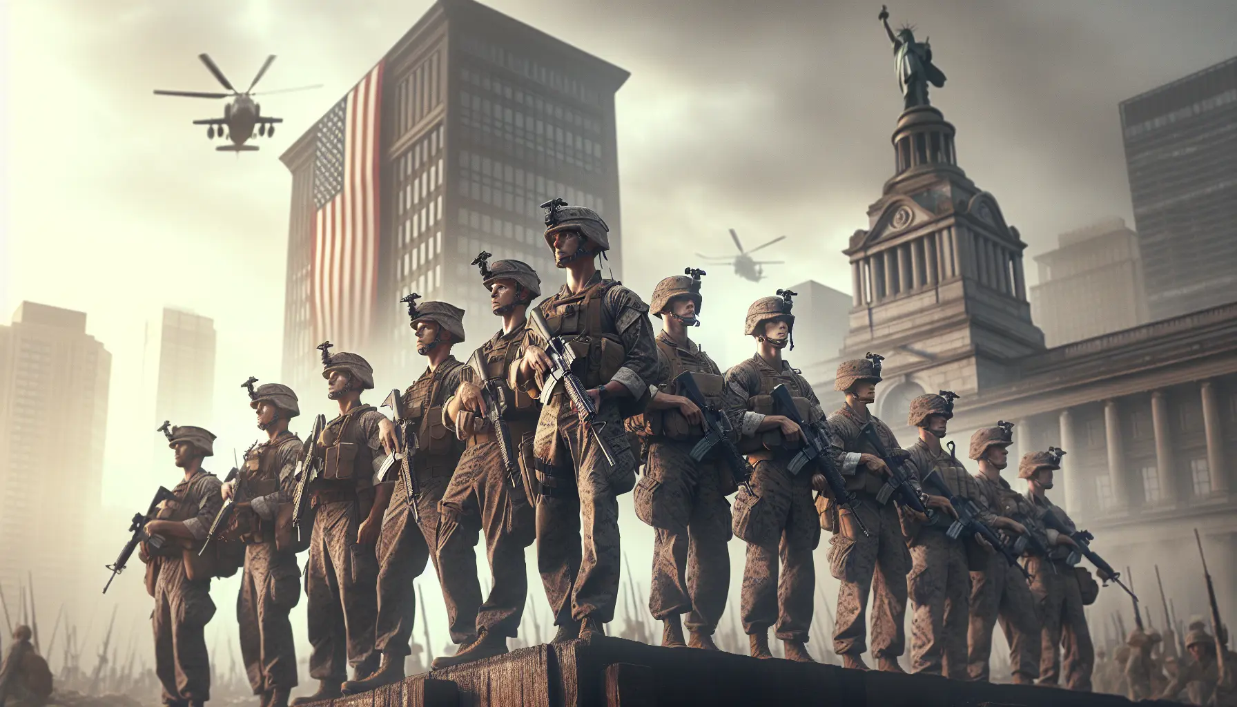 Un gruppo di Marines in uniforme durante un'esercitazione, che mostra il loro spirito di unità e determinazione.