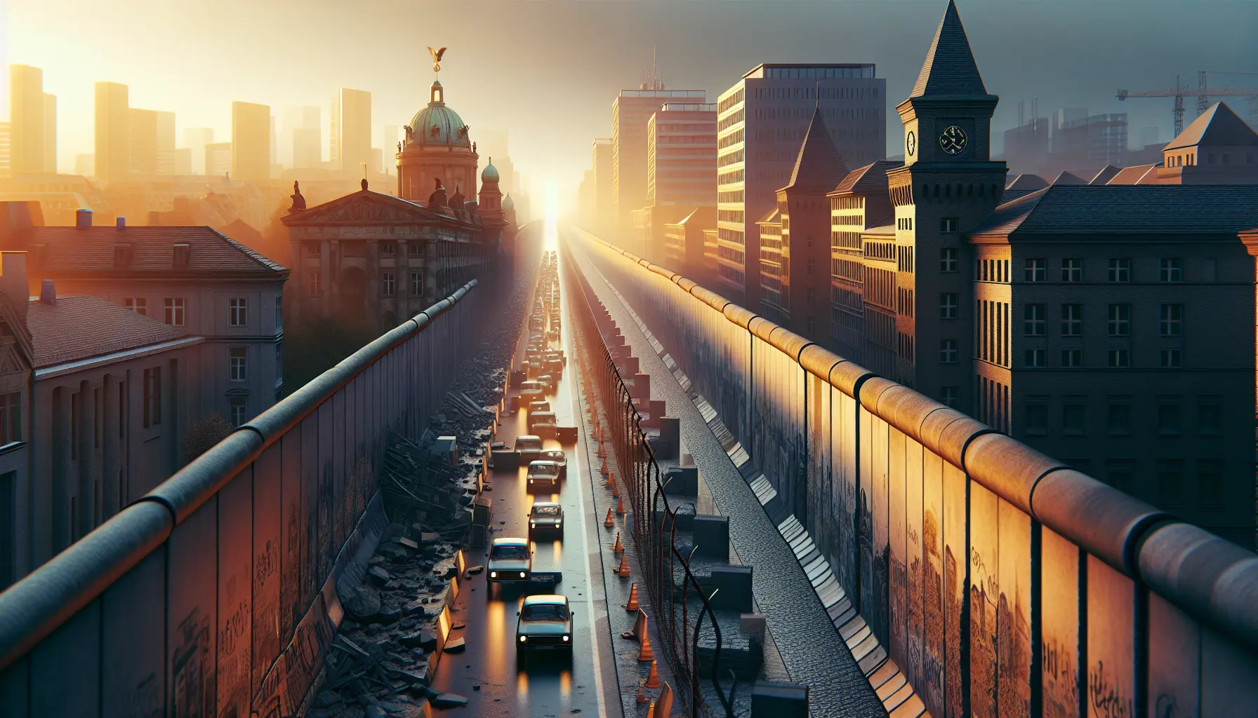 Un tratto del Muro di Berlino decorato con murales colorati, simbolo di libertà e espressione artistica.