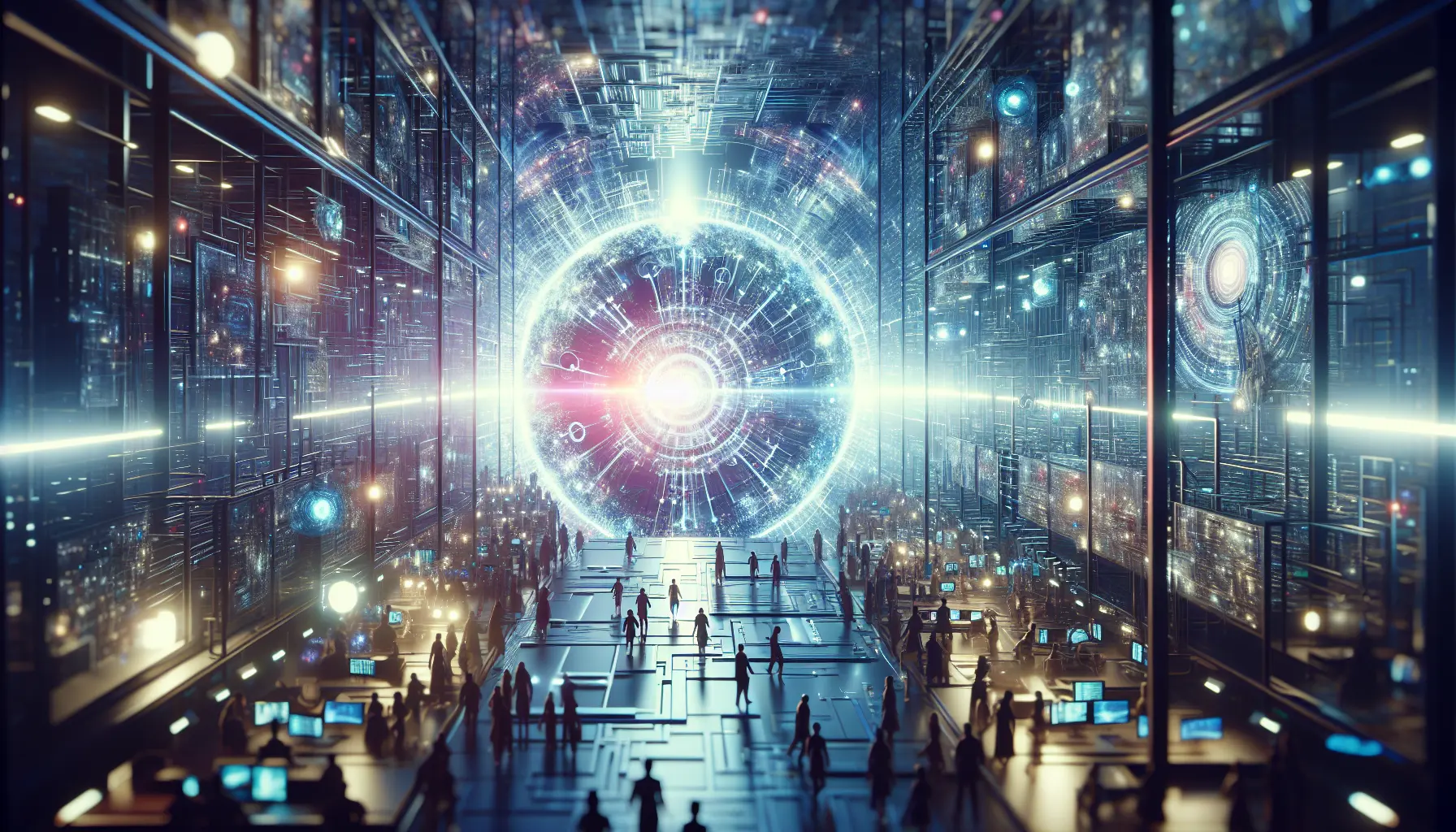 Rappresentazione visiva dell'intelligenza artificiale etica, con simboli di tecnologia e giustizia.