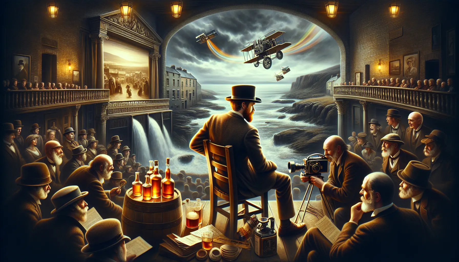 Ritratto di George Bernard Shaw con un libro in mano, simbolo della sua influenza nella letteratura e nel teatro.