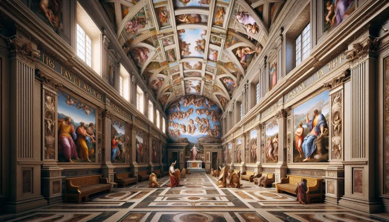 Interno della Cappella Sistina con i famosi affreschi di Michelangelo