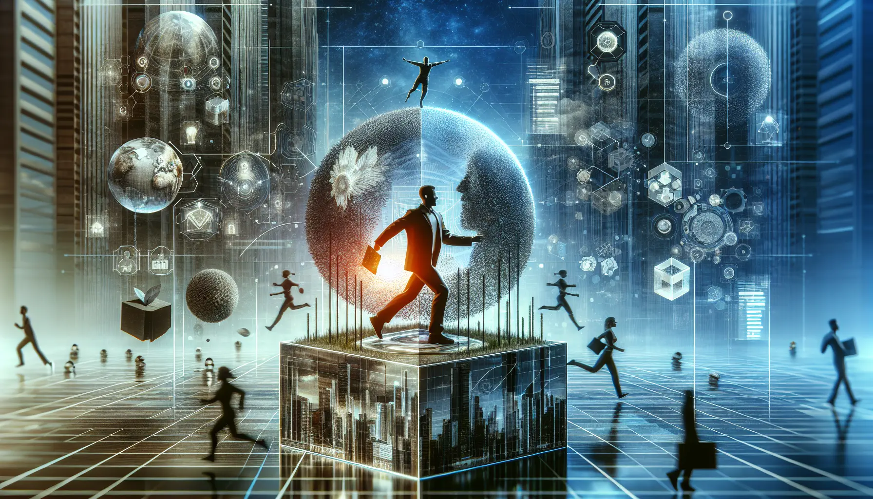 Ufficio ibrido con persone che lavorano da casa e in ufficio