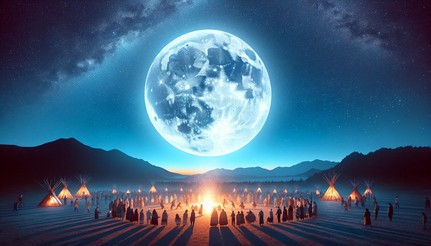 Una luminosa luna piena di novembre che illumina un paesaggio notturno, simbolo della Luna del Castoro.