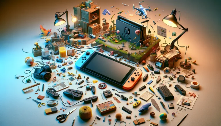 Un'immagine della Nintendo Switch 2 con un design futuristico e giochi in evidenza.