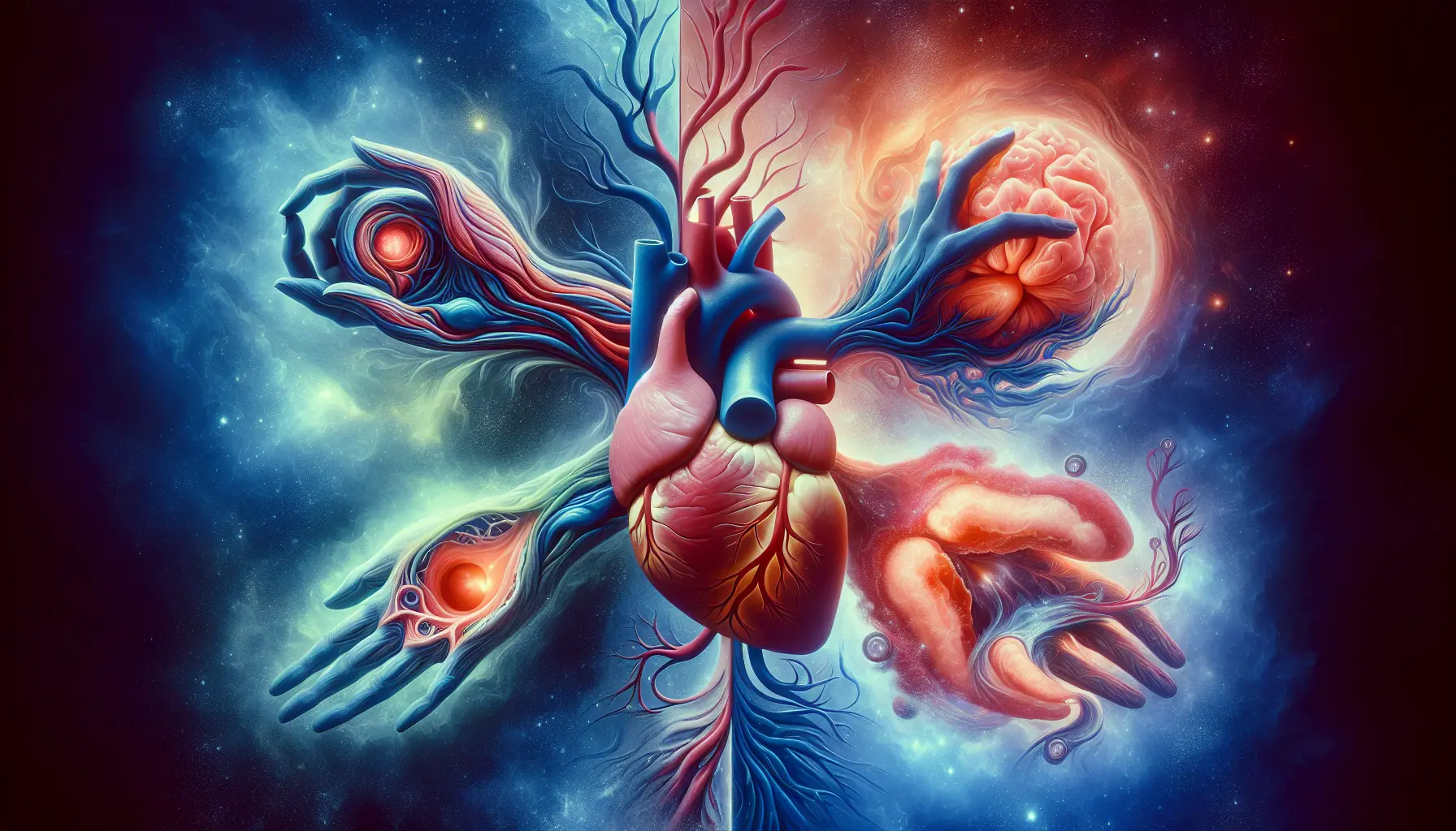 Rappresentazione grafica della tetralogia di Fallot, evidenziando i difetti anatomici del cuore.