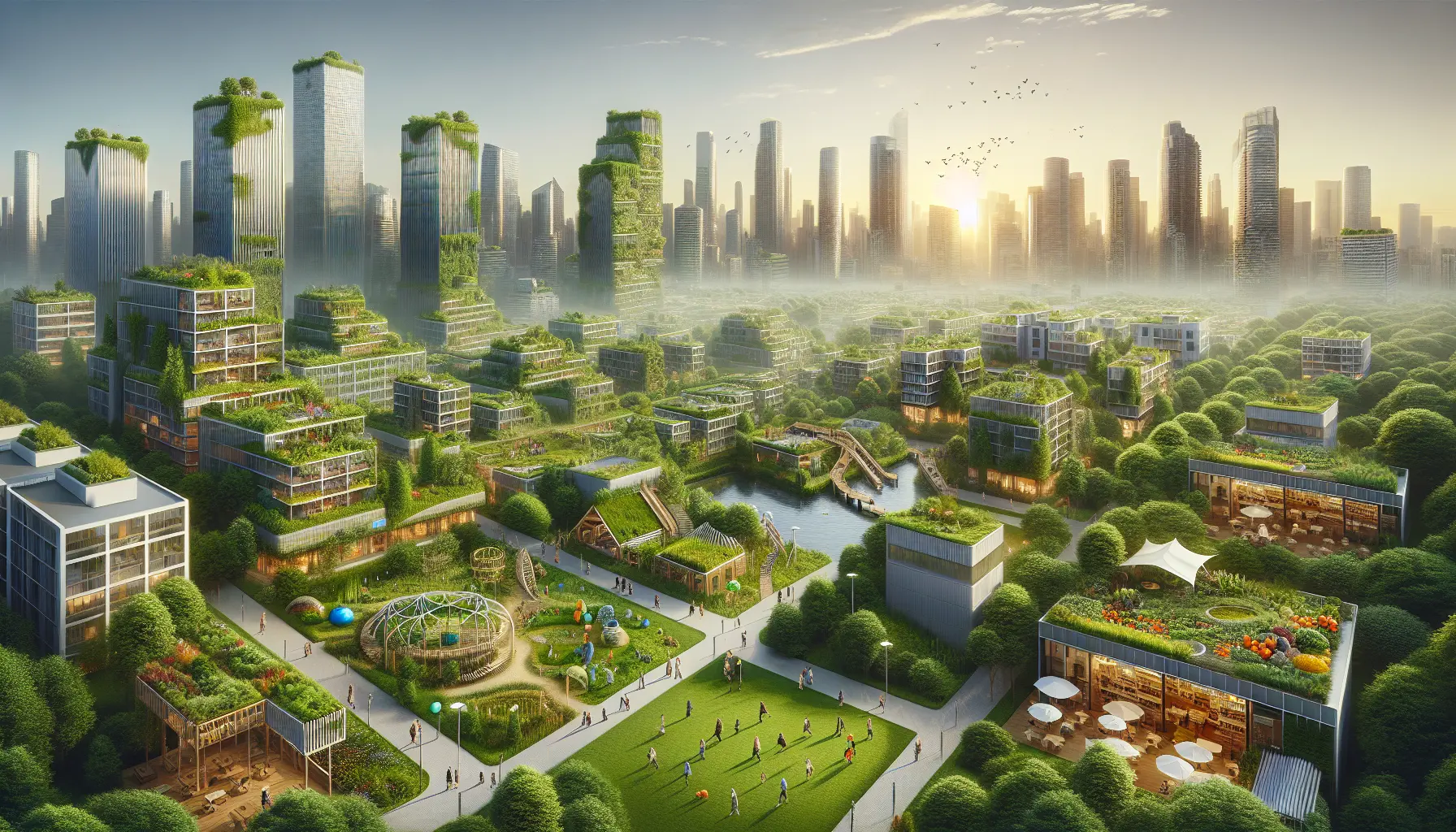 Un giardino urbano fiorito con piante autoctone che attirano insetti e uccelli.