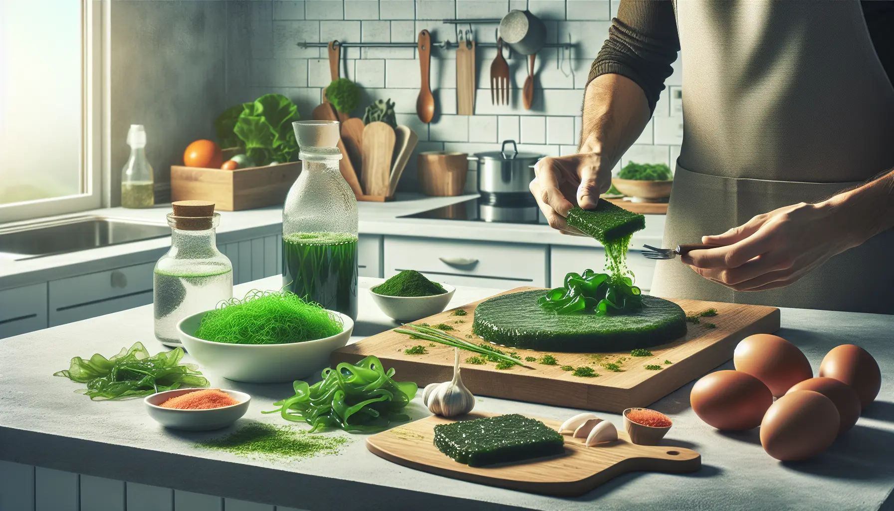 Un piatto di insalata di alghe wakame con verdure fresche e semi di sesamo