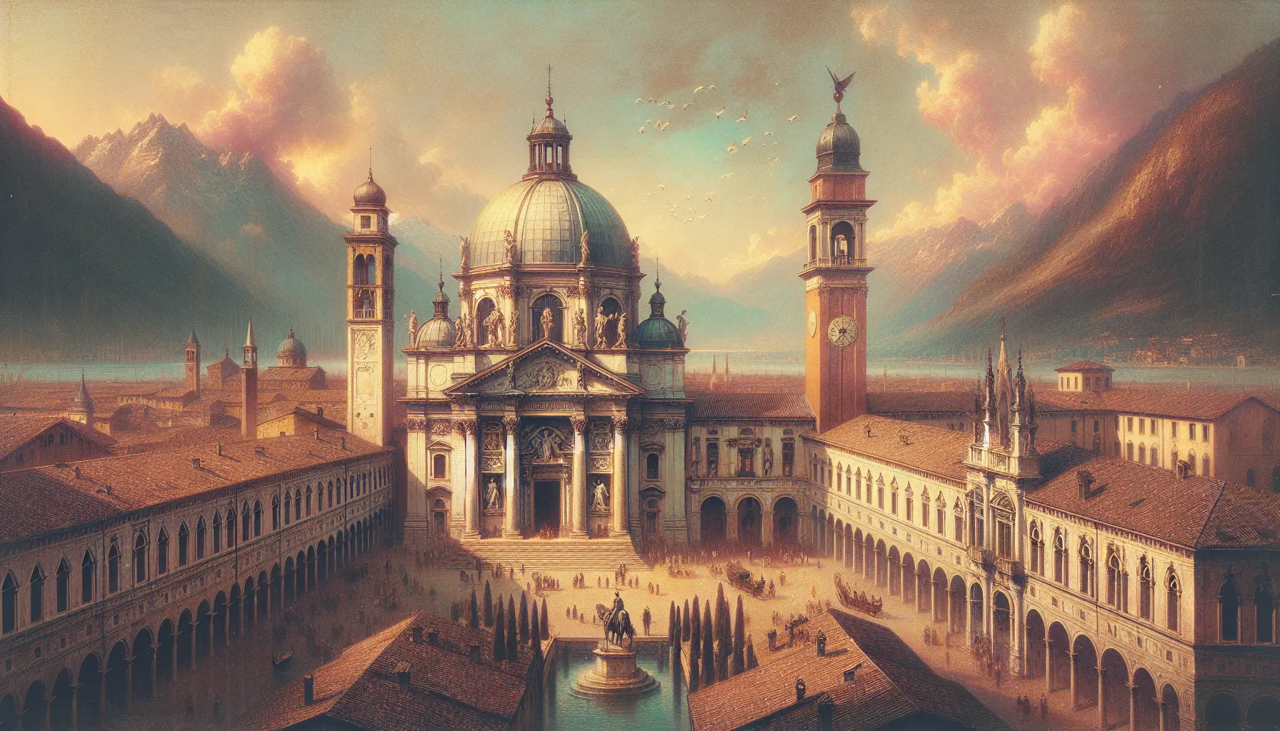 Rappresentazione storica dell'armistizio di Villa Giusti, con rappresentanti italiani e austro-ungarici che firmano l'accordo.